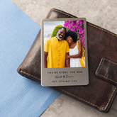 Personalised 11 Year Anniversary Steel Wallet Photo Card